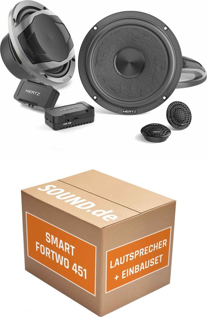 Lautsprecher Boxen Einbaupaket vorne Hertz CK 165L passend für Smart Fortwo 451 | 2x Tief-Mitteltöner 2x Hochtöner