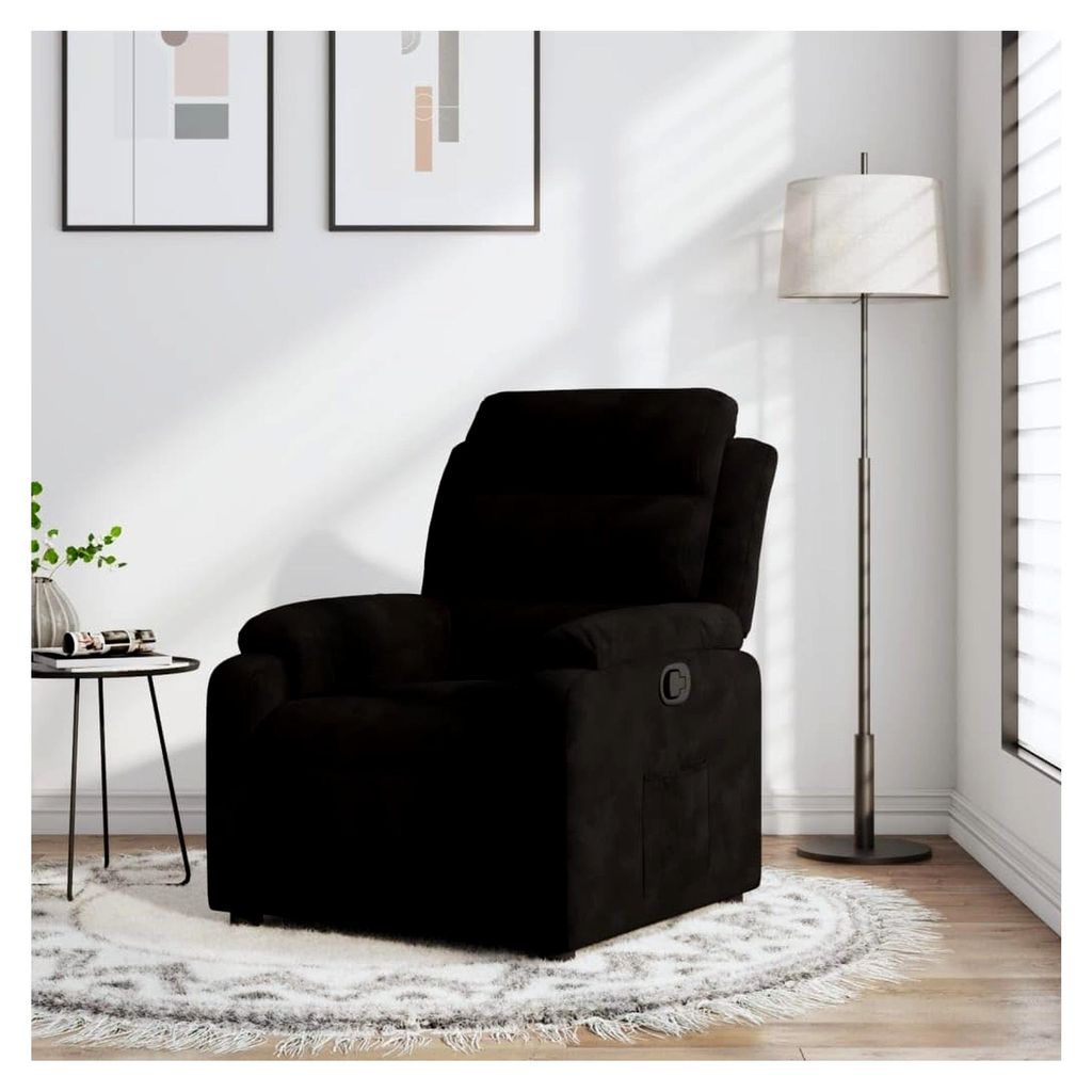 Ohrensessel aus schwarzem Samt mit hoher Rückenlehne, Einzelsofa mit Armlehnen, Loungesessel für Wohnzimmer, Schlafzimmer und Balkon