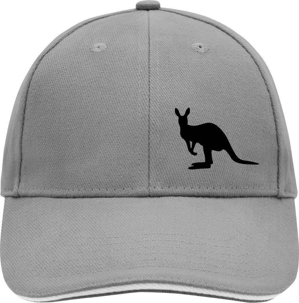Huuraa Cappy Mütze Kangaroo Silhouette Dark Grey/White Baumwolle 6-Panel Kappe Geschenkidee