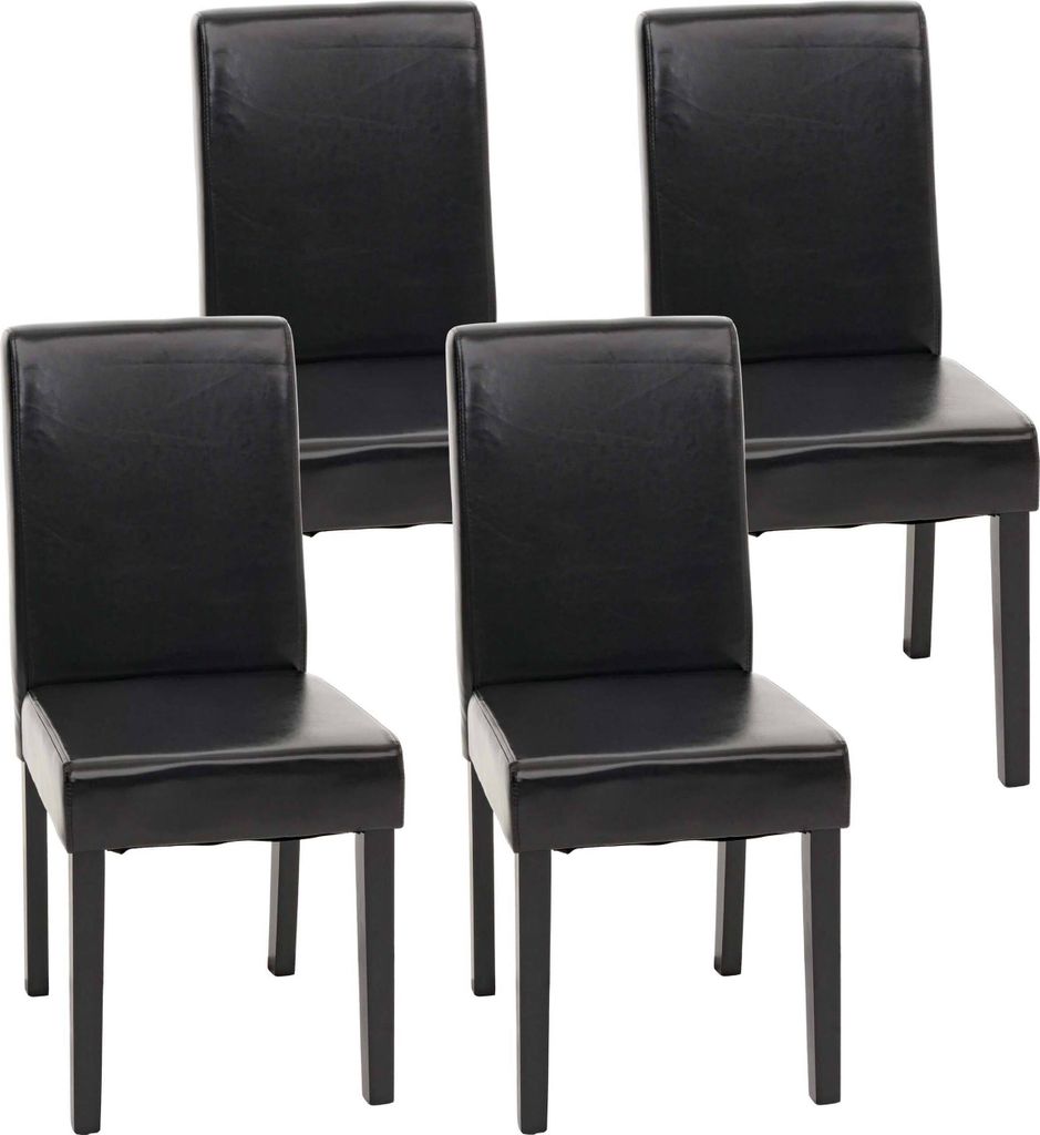 4er-Set Esszimmerstuhl Stuhl Küchenstuhl Littau - Kunstleder, schwarz dunkle Beine