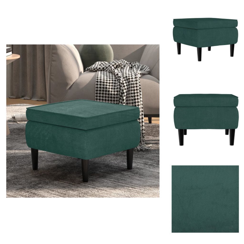 vidaXL Hocker mit Holzbeinen Dunkelgrün Samt - Klappstühle & Hocker