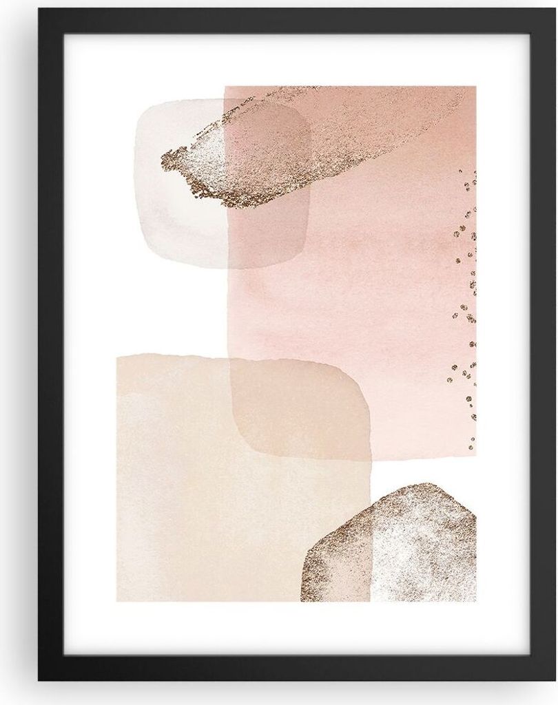Gerahmtes Poster - Schwarzer Rahmen - Abstraktion Modern Pastell - 30x40 cm - Wand Bild - Wanddeko - Wandbilder - Kunstposter - Wandposter - Bilder...