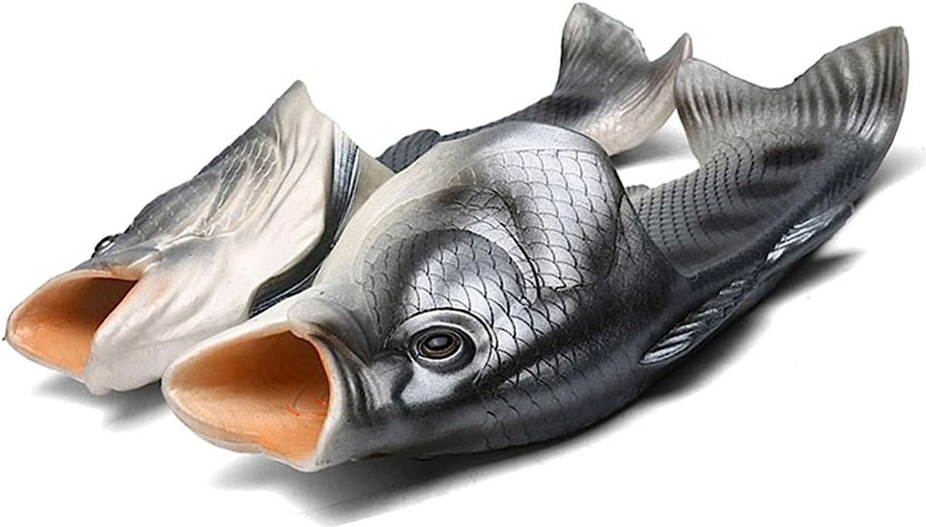 ASKSA Fisch Flops Hummer Hausschuhe Uni Sandalen Barsch Strand Schlappen Kinder Jungen Mädchen, Grau, Größe: 24-25