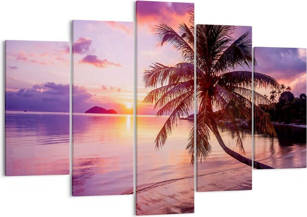 Bild auf Leinwand - Leinwandbild - Strand Meer Palme - Produktbild 