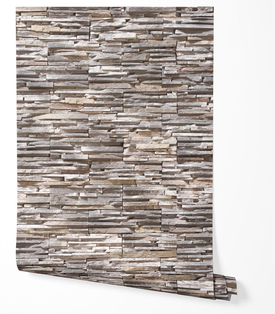Vliestapete Steinoptik 3D Naturstein Rustikal Wohnzimmer 4x2,5 Beige-Grau