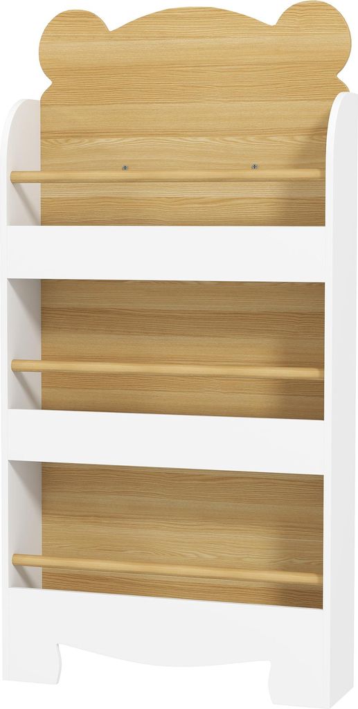 Bücherregal für Kinder Kinderregal mit 3 Ablagen Aufbewahrungsregal aus Holz 55x15x110cm Weiß