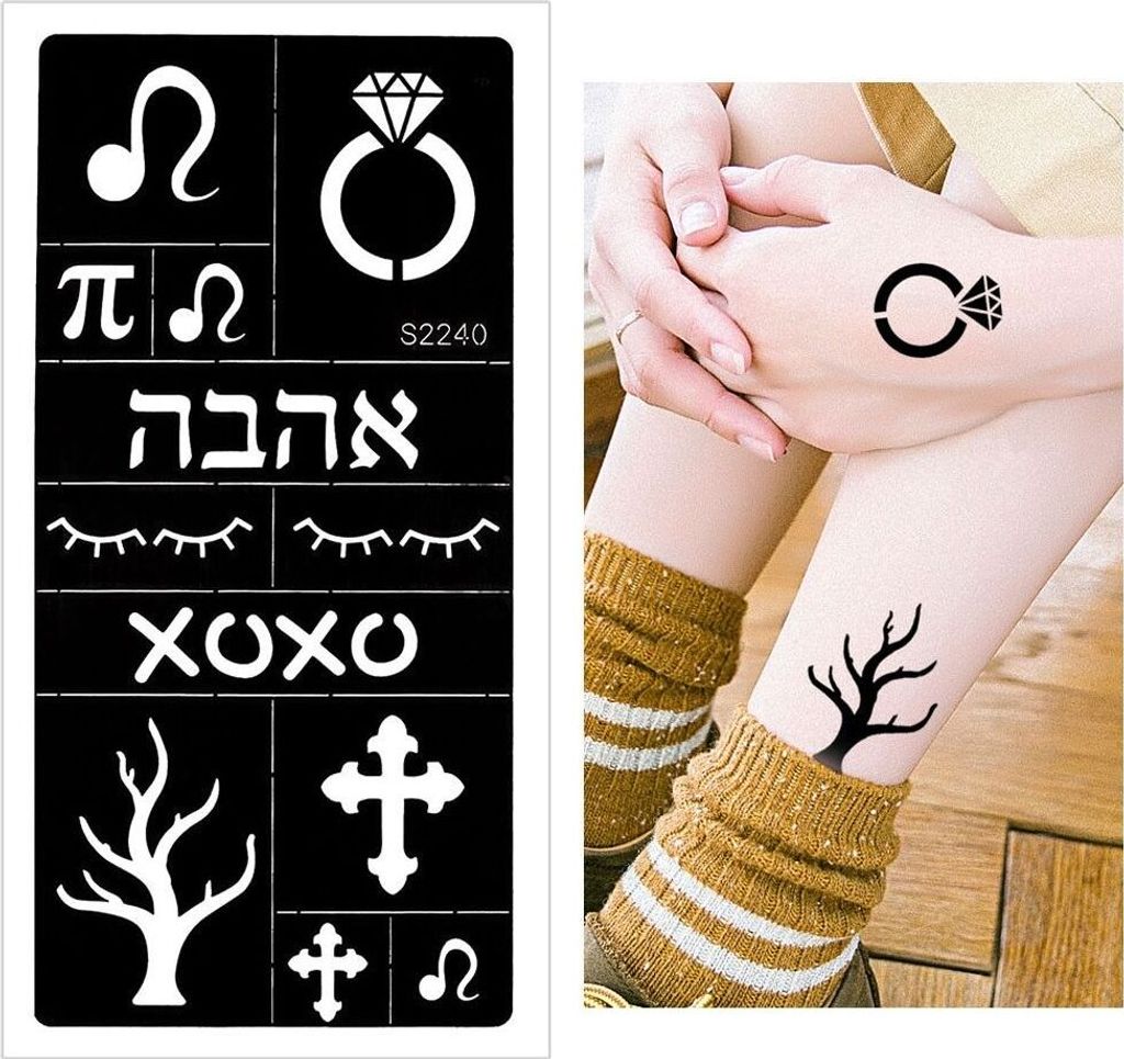 Henna Tattoo Schablone Airbrush Stencil Pi Diamantring Kreuz