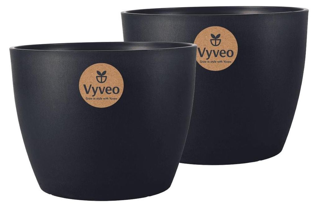 Vyveo - Blumentopf Lunda - 2er-Set - Schwarz - 17x12