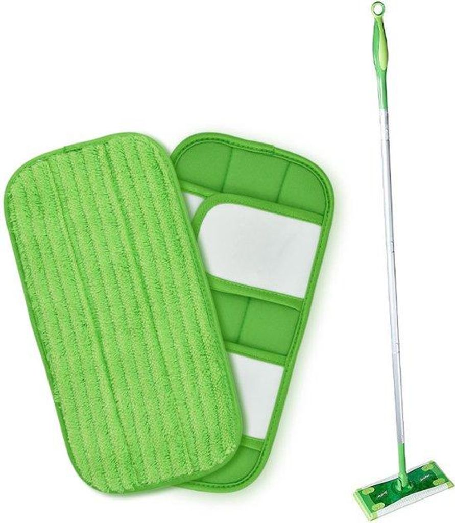 Swiffer-geïnspireerde vlakmopdoek voor nat en droog gebruik, 12 inch, groen, 4 stuks