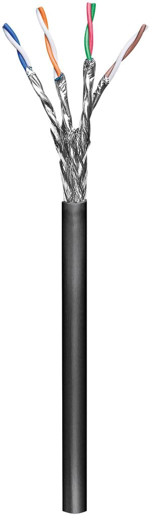 Goobay CAT 6 Outdoor Netzwerkkabel, S/FTP (PiMF), schwarz, 100m