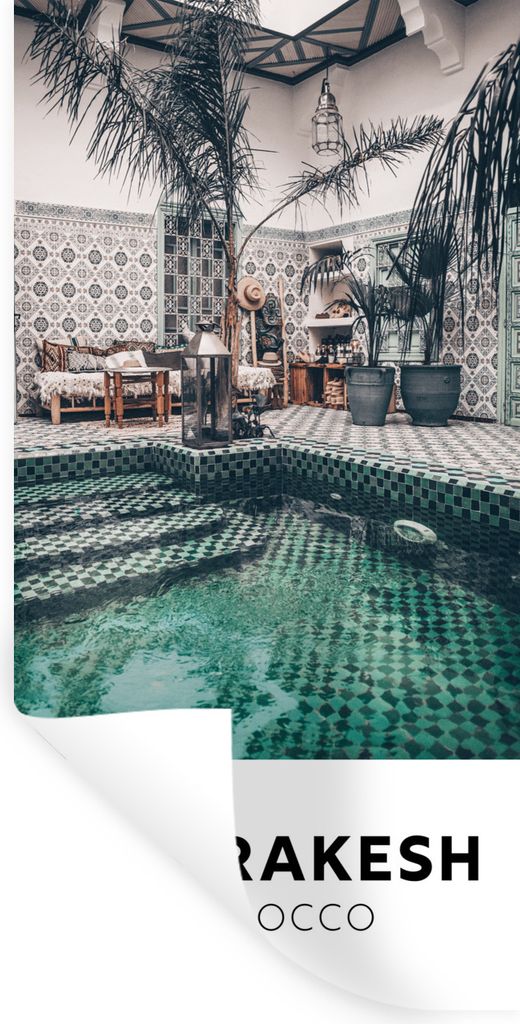 MuchoWow Wandtattoo Wandsticker Wandaufkleber Marokko - Marrakech - Dekoration 20x40 cm Selbstklebend und Repositionierbar - Selbstklebend - Foto...