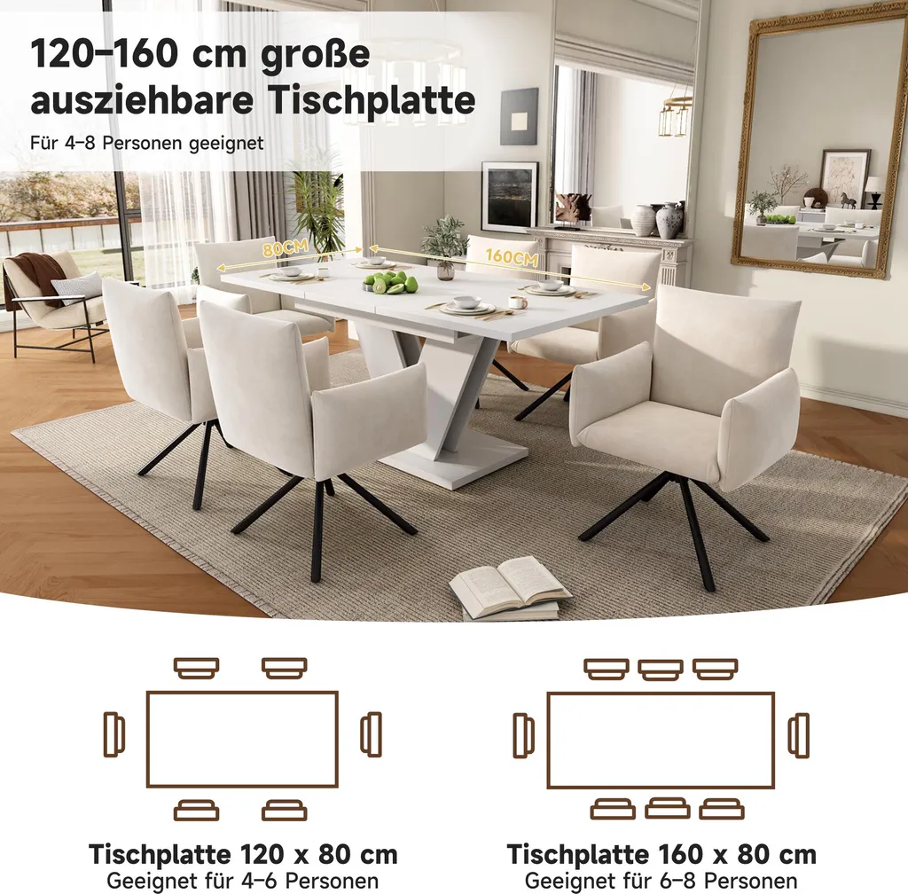 Table extensible design blanc 160cm avec coins arrondis sécurisants - 4