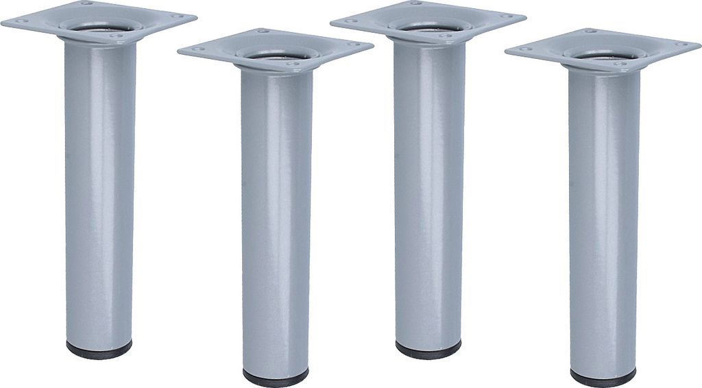 Couchfüße 4er Set Möbelfüße klassisch Silber Rund ø 30mm Möbelbeine Tischbeine Bettstützen 150mm