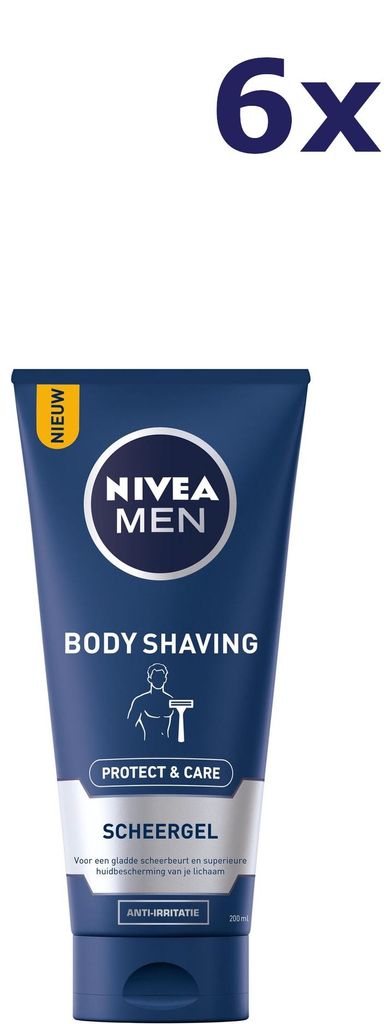 6x Nivea Men Body Shaving Protect & Care Shaving Gel 200ML