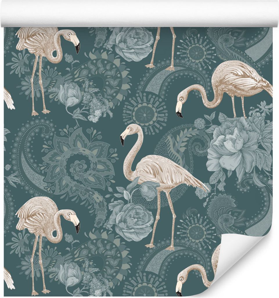 10m VLIES TAPETE Rolle Vügel Flamingos Blumen Pflanzen XXL