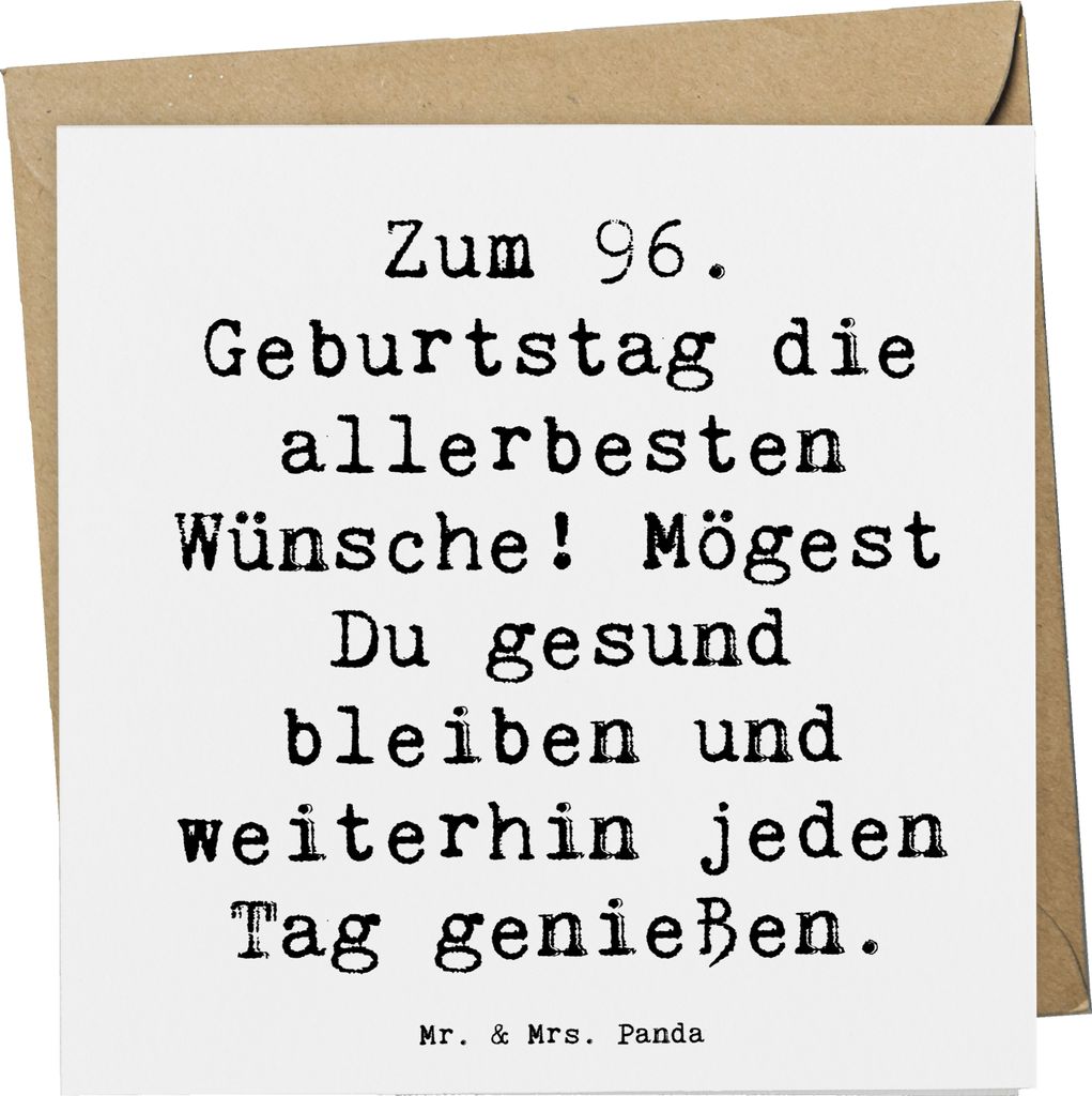 Mr. & Mrs. Panda Grußkarte Spruch 96. Geburtstag - Weiß - Geschenk, gemeinsame Feier, besondere Anlässe, faltkarte, 96 Jahre, anlasskarte, Klapp...