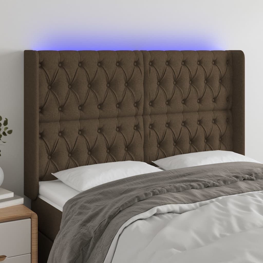 Maison Exclusive - LED Kopfteil Dunkelbraun 163x16x118/128 cm Stoff