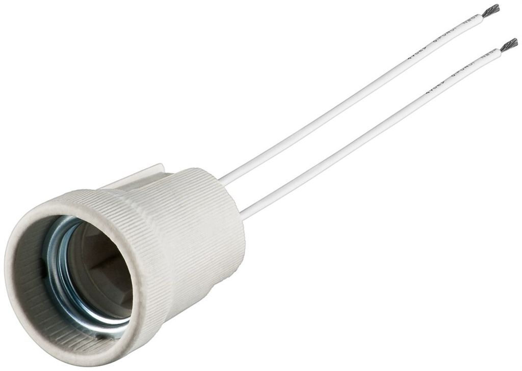 Goobay 9182 Douille de lampe E27 avec fils jumelés, blanc, Image du produit 