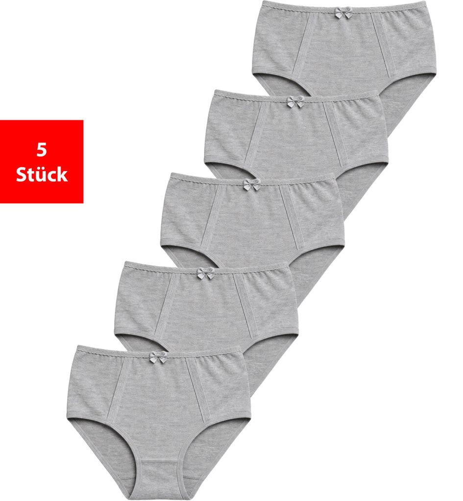 Taillenslip Taillenslip Damen Baumwolle Stretch 5er & 10er Pack Maxislip - Grau 48/50 5 Stück