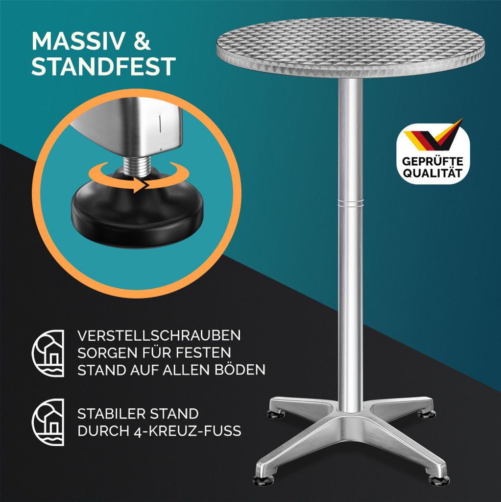 CASARIA® 2in1 Stehtisch Klappbar Höhenverstellbar 70 cm / Produktbild 3