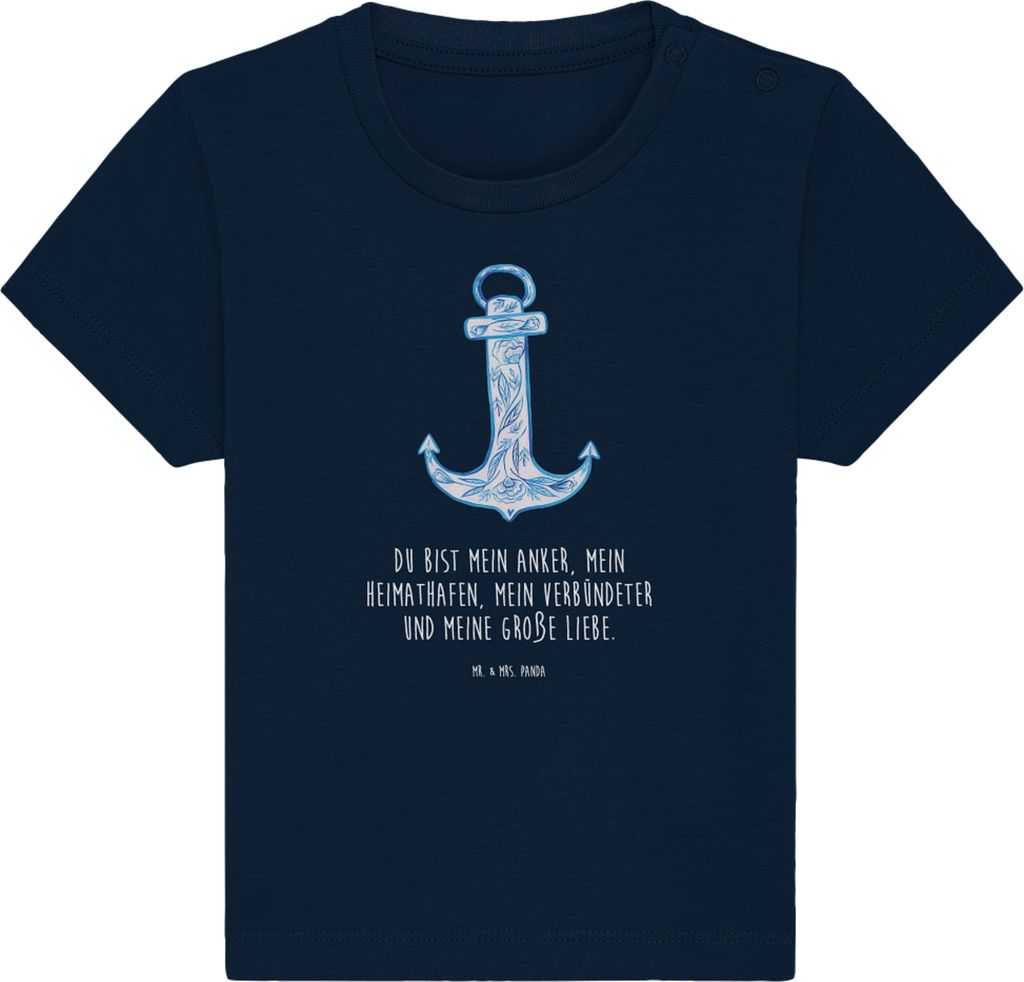Mr. & Mrs. Panda T-Shirt Anker Blau 6. - 12. Monat - French Navy - Geschenk, Baby, Lustige Sprüche, Shirt, Babyshirt, Organic, Kinder