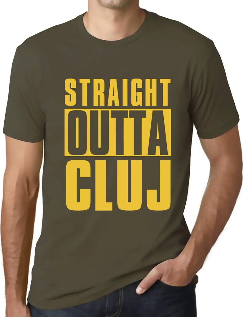 Herren Grafik T-Shirt Direkt aus Cluj – Straight Outta Cluj – Öko-Verantwortlich Vintage Jahrgang Kurzarm Lustige Druck Geburtstag Geschenk Mann