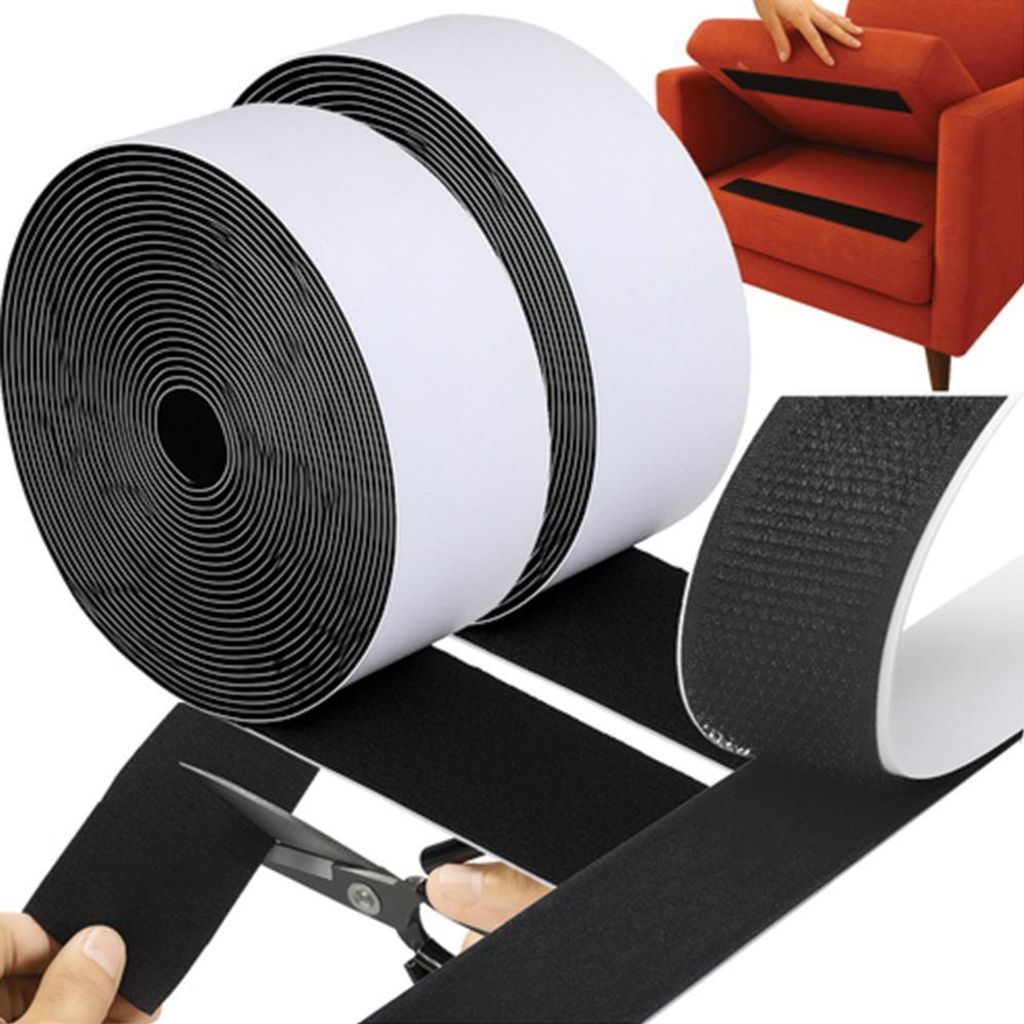 Velcro adhésif, 500 x 5 cm, 2 pièces, noir Image du produit 