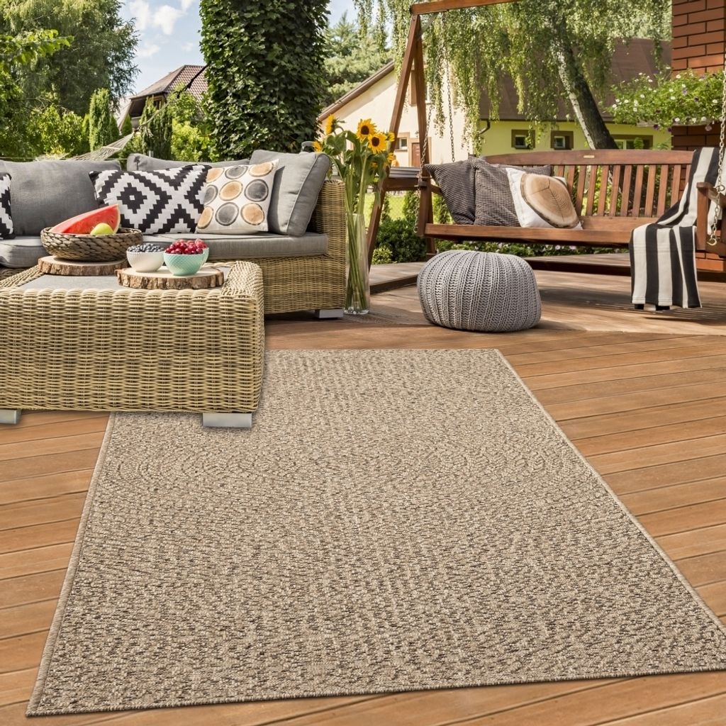 Schicker Outdoorteppich in Sisal-Optik für Balkon, Terrasse und Garten Größe - 120 x 170 cm