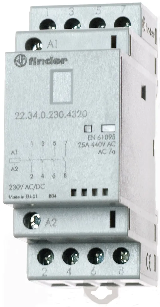 Finder 22.34.0.230.4620 Contattore Modulare 25A 2NA+2NC per Quadri