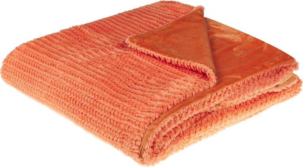 BELIANI Kuscheldecke Orange Polyester 200 x 220 cm Modern Skandinavisch Schlafzimmer Wohnzimmer Accessoire Deko Überwurf Wohndecke Sofadecke Tages...