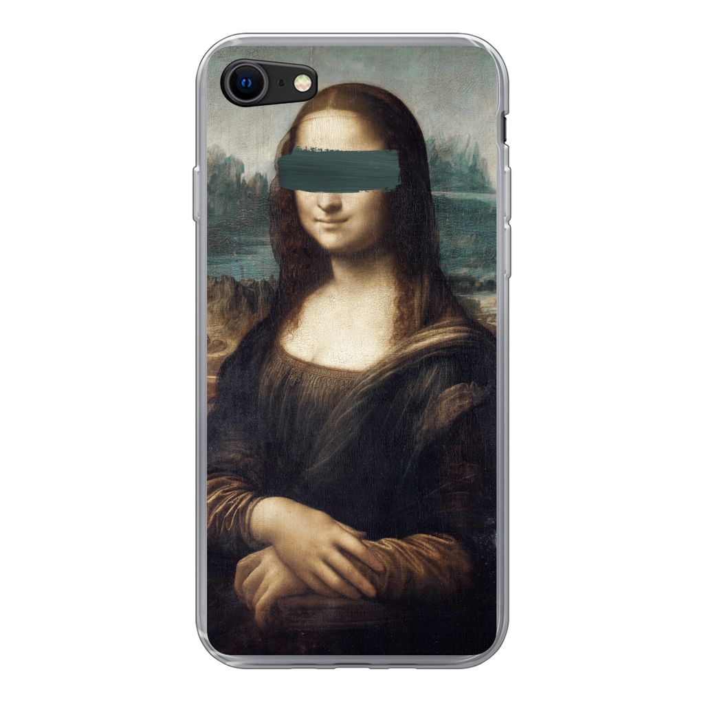 MuchoWow Handyhülle Schutzhülle Hülle für iPhone SE 2022 Mona Lisa - Leonardo da Vinci - Blau Silikon Softcase Handy Hülle - Schutzhülle