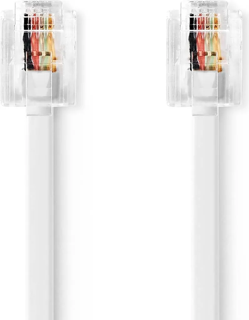 Câble Téléphonique RJ11 Anti-Grésillement 2m Nedis Blanc TCGL90200WT20