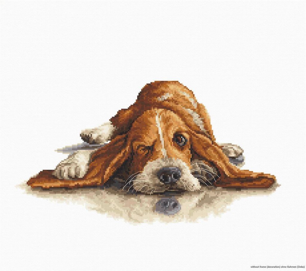 Luca-S Kreuzstich Set "Basset", Zählmuster, 28,5x15,5cm