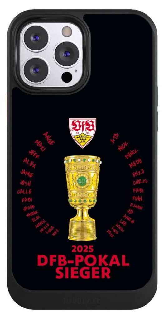 NIVOCASE Hülle für Apple iPhone 13 Pro Max Handyhülle NIVOcore Case Schwarz Offizielles Lizenzprodukt Pokal VfB Stuttgart
