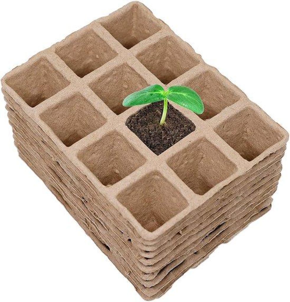 12-teilig Pflanzkisten-Set für Saatgut - Starter Box für Garten - Gemüse und Gewächshäuser
