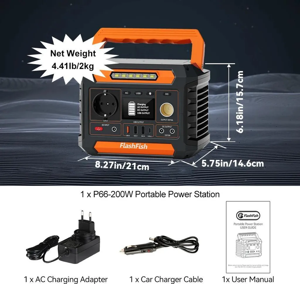 Batterie externe 200W 230V AC - Station d'énergie multi-rechargeable - 2
