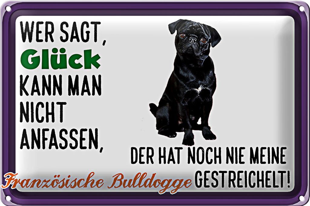 Blechschild Spruch 40x30cm Glück Französische Bulldogge