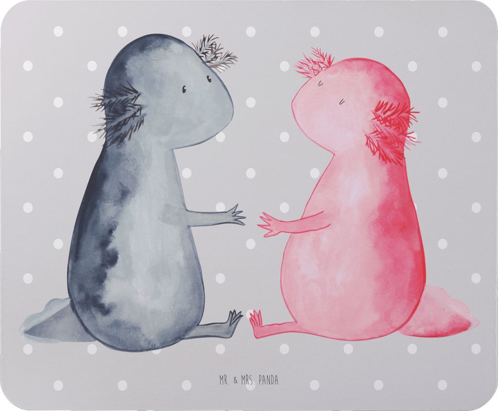 Mr. & Mrs. Panda Mouse Pad Axolotl Liebe - Grau Pastell - Geschenk, Lurche, mousematte, Mauspad, notebook, Mousepad, Paar, Valentinstag, pc mausunt...