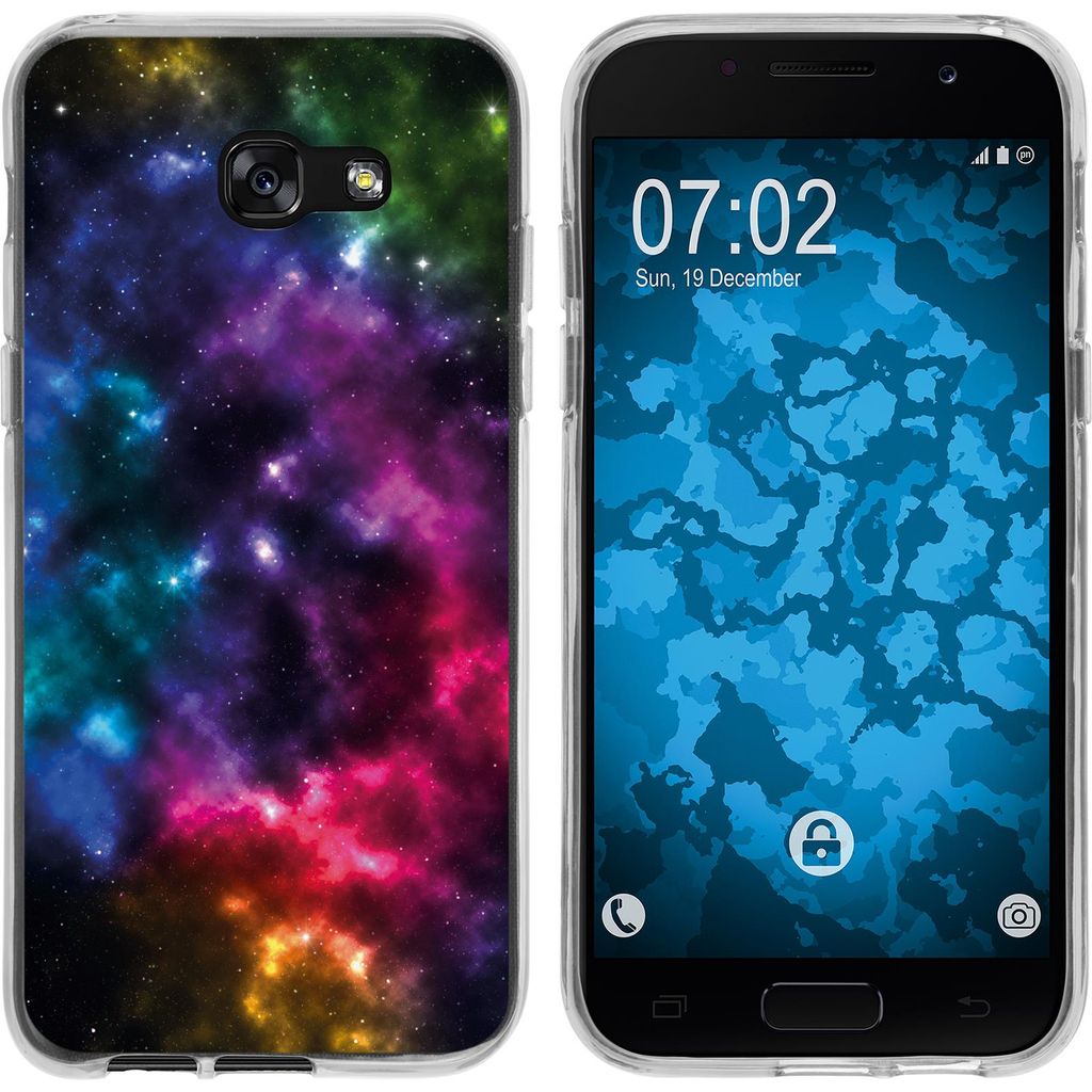 PhoneNatic Case kompatibel mit Samsung Galaxy A7 (2017) Silikon-Hülle Space Nebula M8