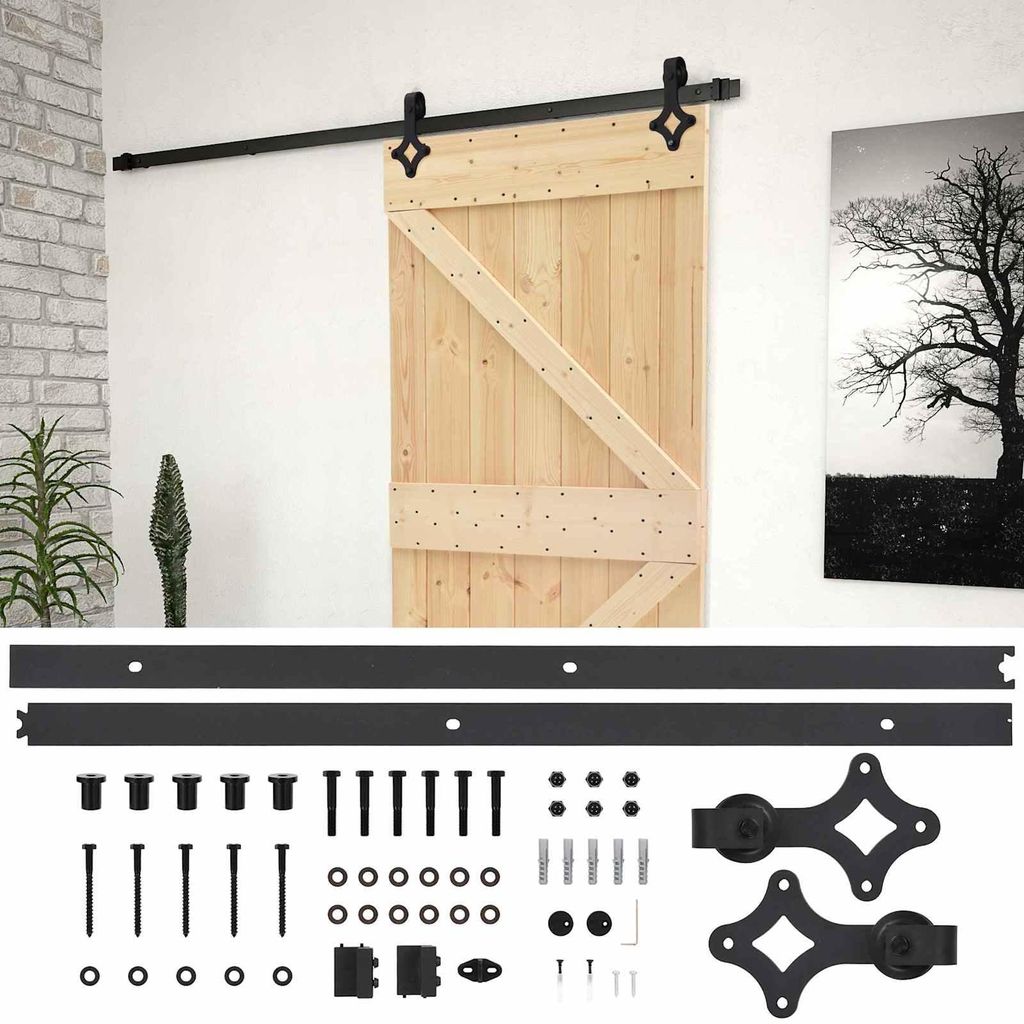 vidaXL Porta scorrevole Naturale e Nero 100 x 210 cm Immagine del prodotto 