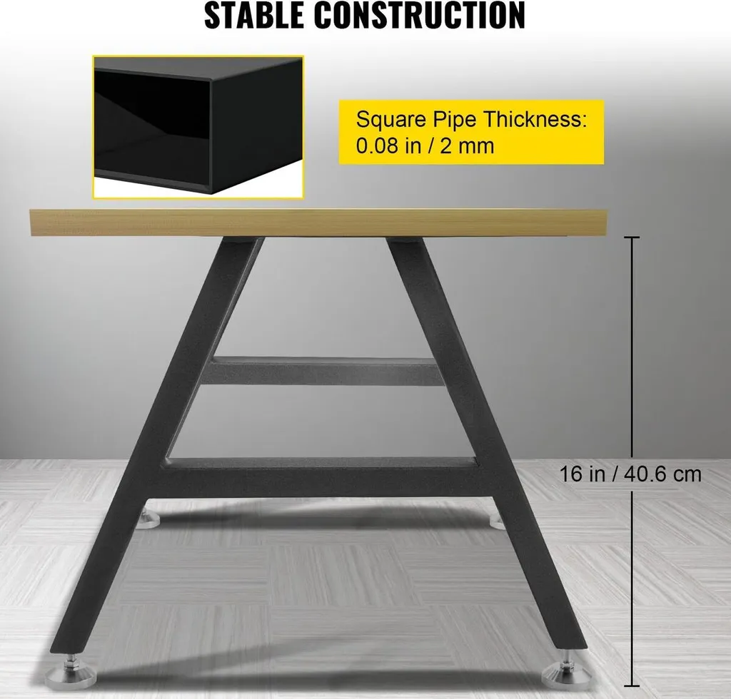Pieds de table à manger en acier robuste forme A noir mat 16x17,7 pouces - 3