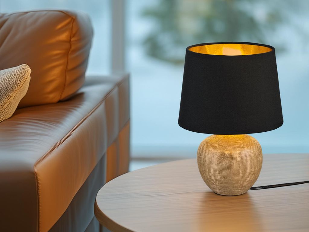 Trio - Tischlampe LUXOR - Gold - 18x18x26 cm Produktbild 
