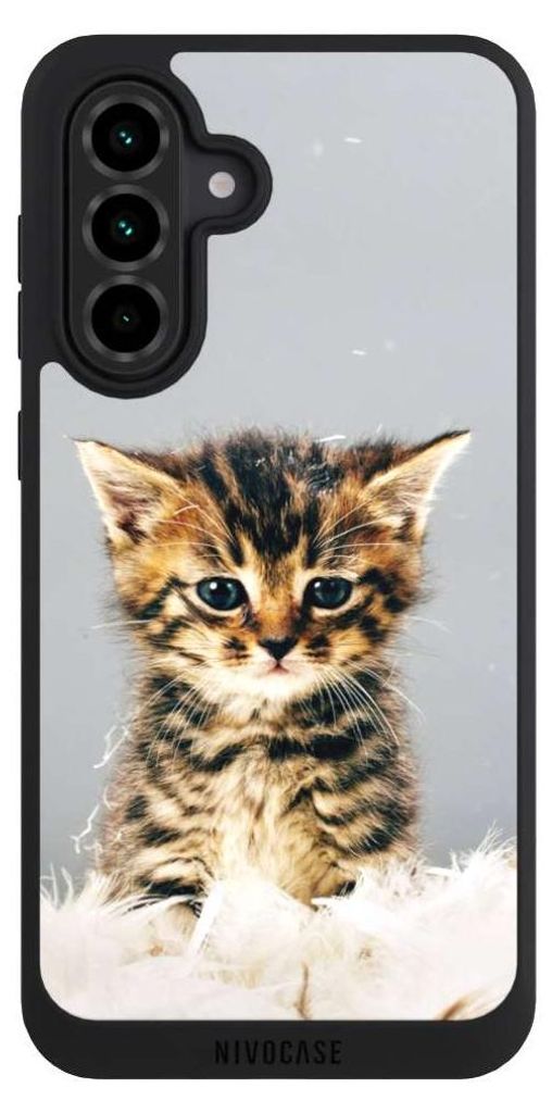 NIVOCASE Handyhülle für Samsung Galaxy A36 5G Hülle NIVOpure Case Schwarz Feder Haustier Katze