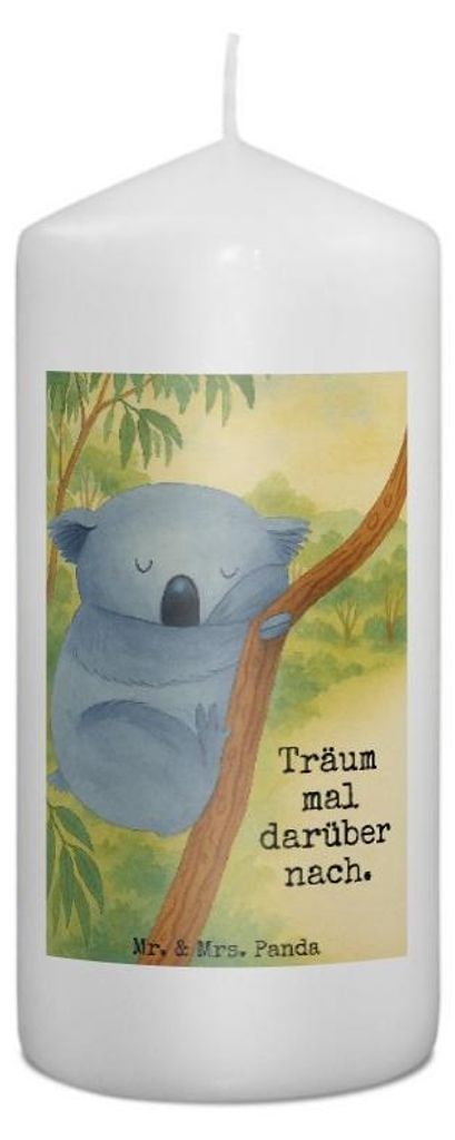 Mr. & Mrs. Panda Kerze Koalabär Design 15 x 7 cm - Weiß - Geschenk, Bär, Stumpenkerze, schlafen, Erinnerungskerze, Erinnerungslicht, Wachskerze,...