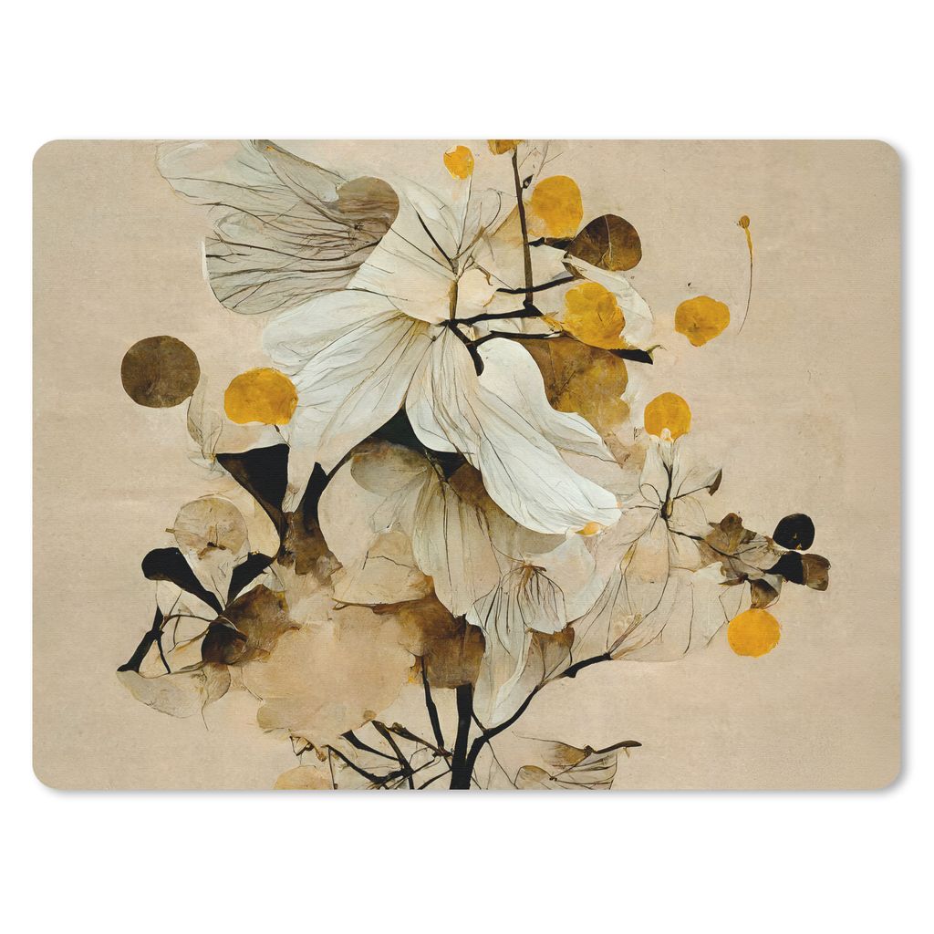 MuchoWow® Mauspad Mousepad Blumen - Pflanzen - Gold - Produktbild 