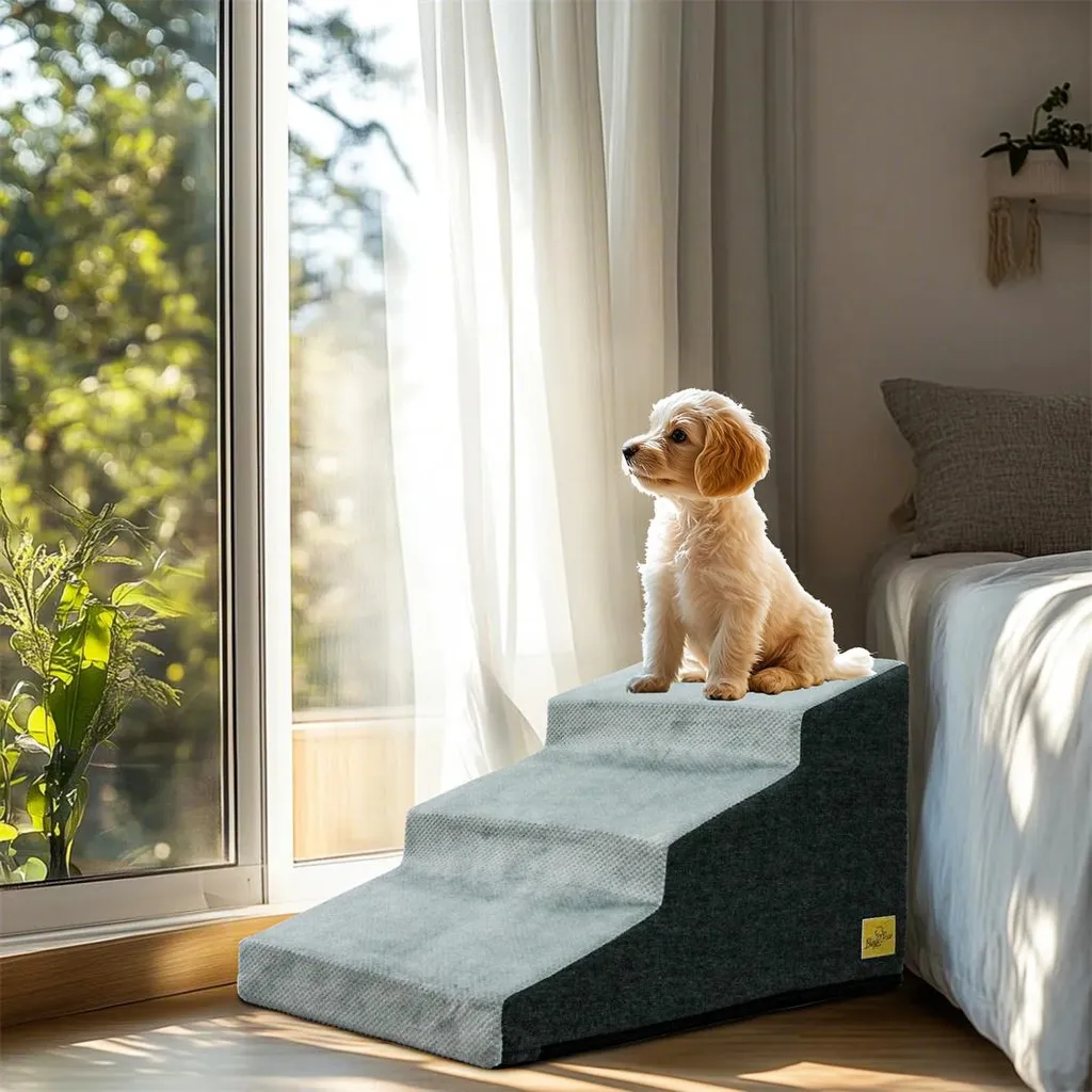 Escalier Chien pour Lit et Canapé - Aide à la Montée 3 Marches Douces