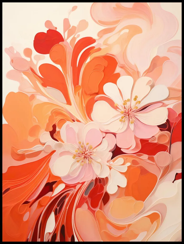 Affiche 75 x 100 cm Danse des fleurs - Poster géant d'art floral mural