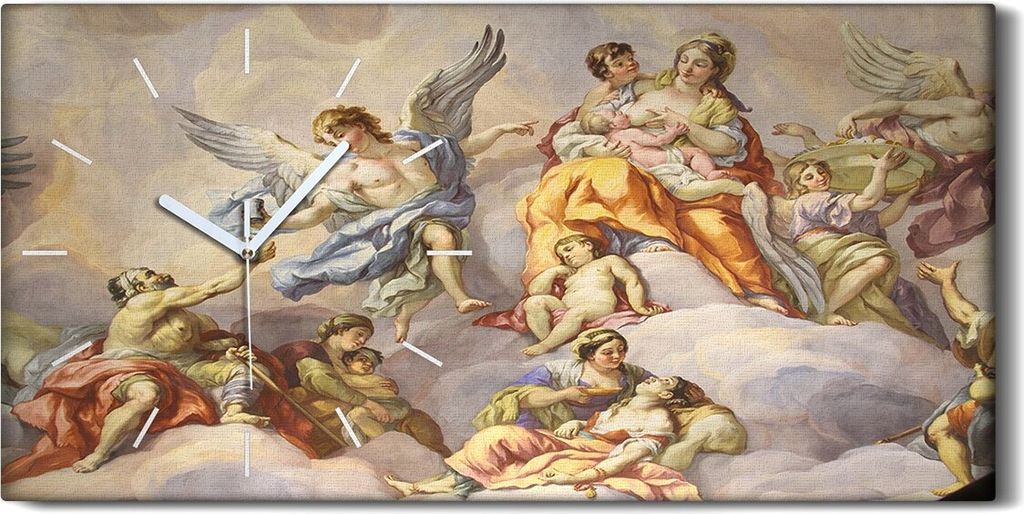 Wohnzimmer-Bild Leinwand Uhr Quarz 60x30 Coupole l'église Saint Charles Vienne - weiße Hände