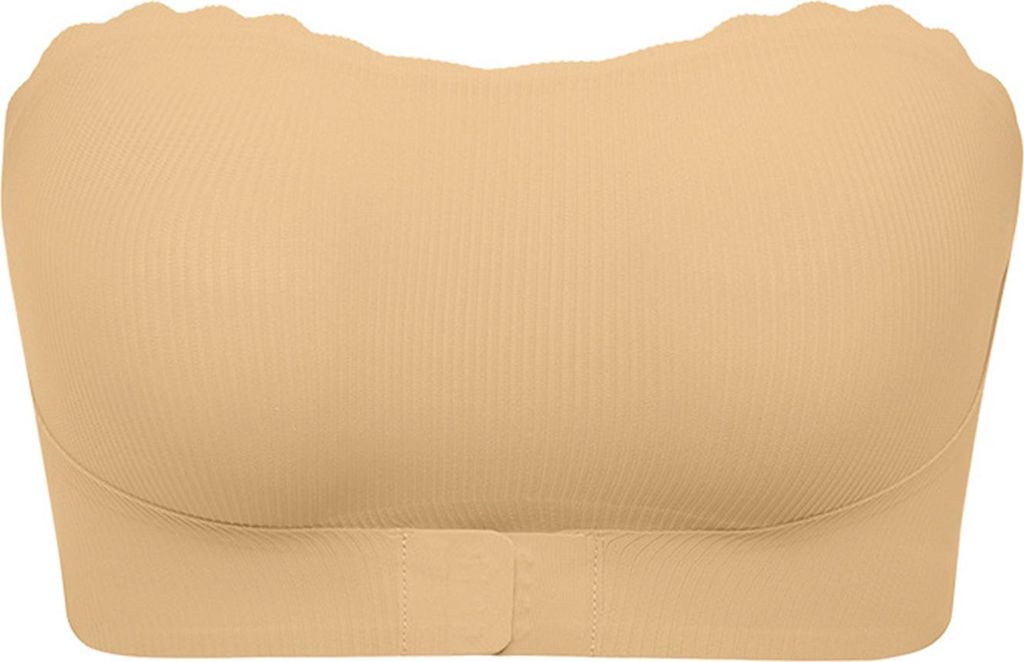 Damen Trägerloser BH Atmungsaktiv Ohne Bügel Push-Up BH Rutschfester Frontverschluss Fest Gepolstertes Bandeau-Top Bralette Ohne Träger