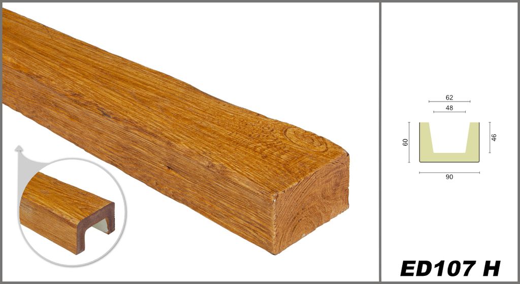 DECO WOOD Deckenbalken modern aus Polyurethane, 2m Länge, Produktbild 